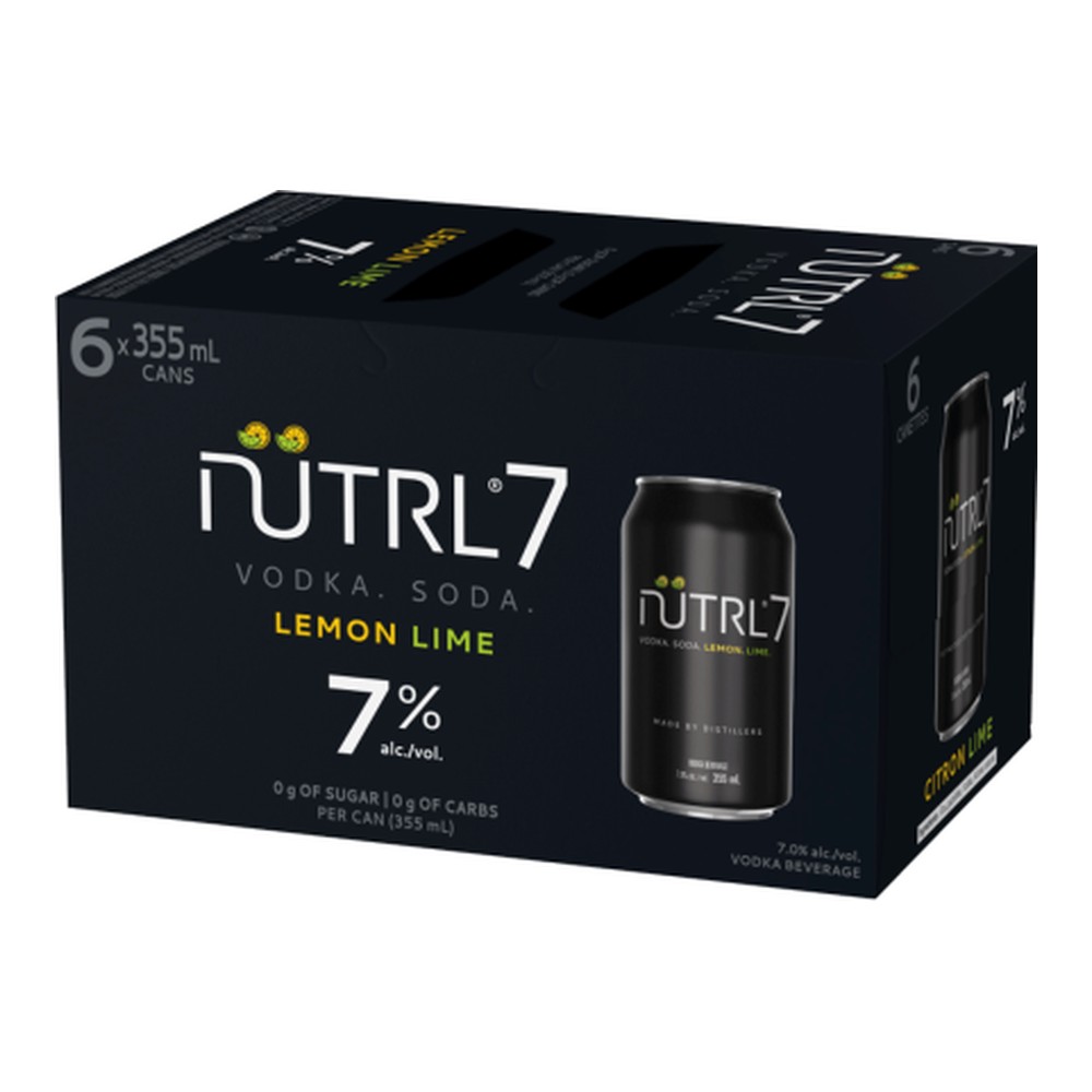 Nutrl 7% Vodka Soda Lemon Lime 6 x 355ml Cans