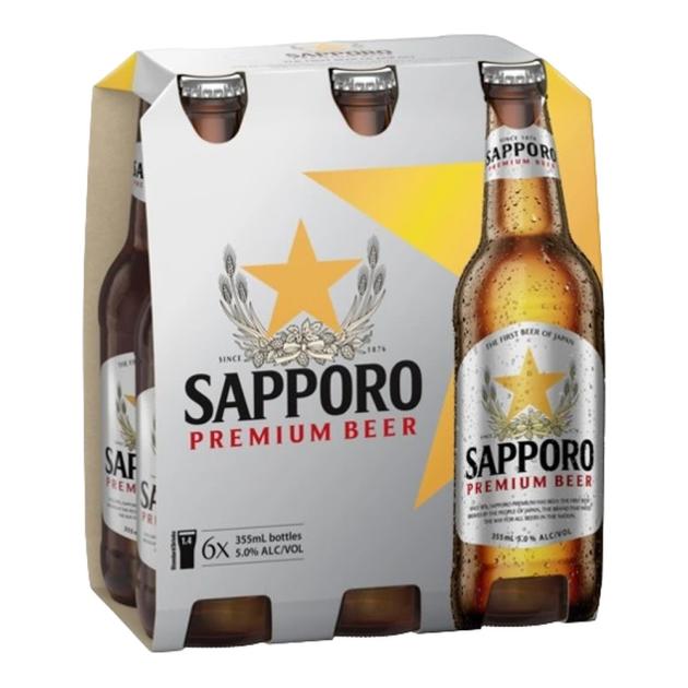 Sapporo 6 x 355 mL Bottles