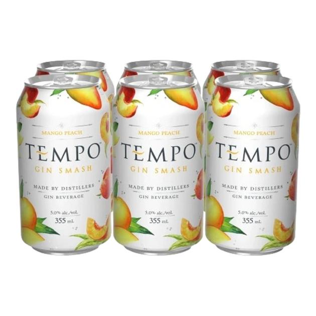 Tempo Gin Soda Mango Peach 6 x 355 mL Cans